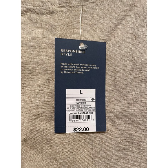 Universal Thread Womens Tan Linen Blend Side Button Sleeveless Shell Top L NWT - Picture 3 of 6